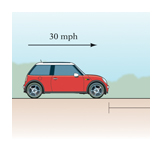 Stopping distances of a compact car at different speeds, Mathematics textbook illustration art.