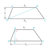 Trapezoid geometry problems, Mathematics textbook illustration art.
