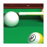 Geometric vector analysis of billiard ball cue spin rotation on a pool table; Physics textbook illustration art.